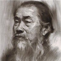 微信老人头像素描