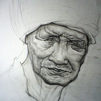 微信老人头像素描