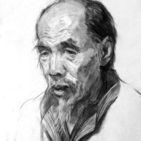 微信老人头像素描