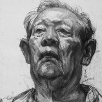 微信老人头像素描