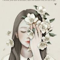 手绘女生拿花遮脸头像_彩铅用花遮脸可爱女生头像