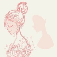 手绘女生拿花遮脸头像_彩铅用花遮脸可爱女生头像