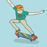 滑滑板的小男孩头像 小男孩滑板可爱头像