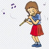 吹笛子的女孩动漫图片 一个小女孩吹笛子的动漫图片