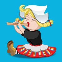 吹笛子的女孩动漫图片 一个小女孩吹笛子的动漫图片