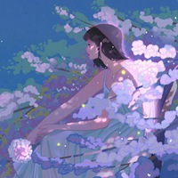 蓝色花语系列唯美插画壁纸头像