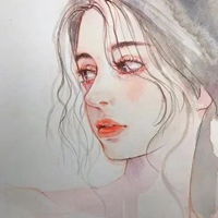 女生头像插画 韩国唯美手绘插画女生头像