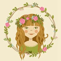 植物花环装饰小女孩插画头像