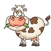 卡通可爱牛吃草风景图片
