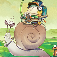 坐着蜗牛去旅行微信卡通可爱头像