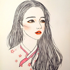 2015微信简约个性的美少女手绘头像