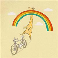 搞笑有趣的长颈鹿骑自行车微信头像
